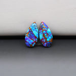 Stabilized Purple Mohave (Mojave) Turquoise pear cabochon pair 17x9x3mm 9ct - purple with blue Kingman turquoise nuggets - photo 2 - Pedra Gems.
