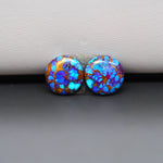 Stabilized Purple Mohave (Mojave) Turquoise round cabochon pair 12x12x3mm 7.5ct - purple with blue Kingman turquoise nuggets - photo 2 - Pedra Gems.