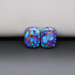 Stabilized Purple Mohave (Mojave) Turquoise cushion cabochon pair 14x11x3mm 9.5ct - purple with blue Kingman turquoise nuggets - photo 4 - Pedra Gems.