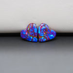 Stabilized Purple Mohave (Mojave) Turquoise heart cabochon pair 14x13x3mm 9.5ct - purple with blue Kingman turquoise nuggets - photo 4 - Pedra Gems.