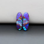 Stabilized Purple Mohave (Mojave) Turquoise oval cabochon pair 22x8x3mm 12.5ct - purple with blue Kingman turquoise nuggets - photo 4 - Pedra Gems.