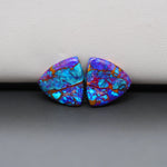 Stabilized Purple Mohave (Mojave) Turquoise trapezoid cabochon pair 16x16x3mm 14ct - purple with blue Kingman turquoise nuggets - photo 4 - Pedra Gems.