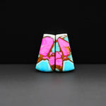 Cotton Candy Trapezoid Cabochon Pair 19x9x3mm 12ct - pink, turquoise blue and white - Pedra Gems