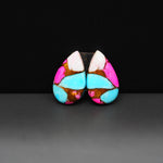 Cotton Candy Pear Cabochon Pair 17x10x3mm 10.5ct - pink, turquoise blue and white - Pedra Gems