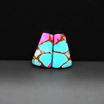 Cotton Candy Trapezoid Cabochon Pair 20x12x3mm 14.5ct - turquoise blue, white and pink - Pedra Gems