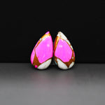 Cotton Candy Pear Cabochon Pair 20x11x3mm 13.5ct - pink, white and turquoise blue - Pedra Gems
