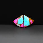 Cotton Candy Trapezoid Cabochon Pair 10x14x3mm 8.5ct - turquoise blue, pink and white - Pedra Gems
