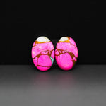 Cotton Candy Oval Cabochon Pair 16x11x3mm 11ct - pink, white and turquoise blue - Pedra Gems
