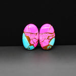 Cotton Candy Oval Cabochon Pair 18x11x3mm 12ct - pink and turquoise blue - Pedra Gems