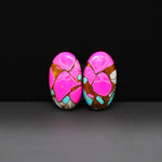 Cotton Candy Oval Cabochon Pair 20x12x3mm 15.5ct - pink, turquoise blue and white - Pedra Gems