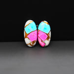 Cotton Candy Oval Cabochon Pair 21x10x3mm 13.5ct - turquoise blue, pink and white - Pedra Gems