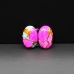 Cotton Candy Oval Cabochon Pair 16x11x3mm 12ct - pink, turquoise blue and white - Pedra Gems