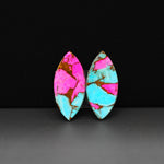 Cotton Candy Marquise Cabochon Pair 22x11x3mm 12.5ct - turquoise blue and pink - Pedra Gems