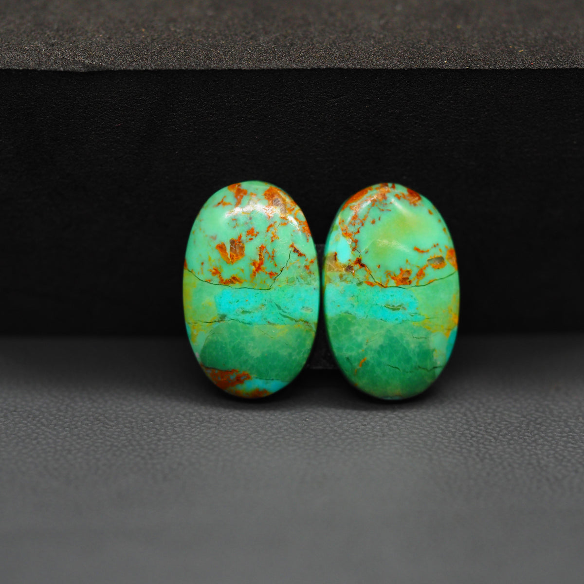 Mohave Mojave turquoise composite pair 20x13x3mm 14ct oval cabochon Kingman - photo 4
