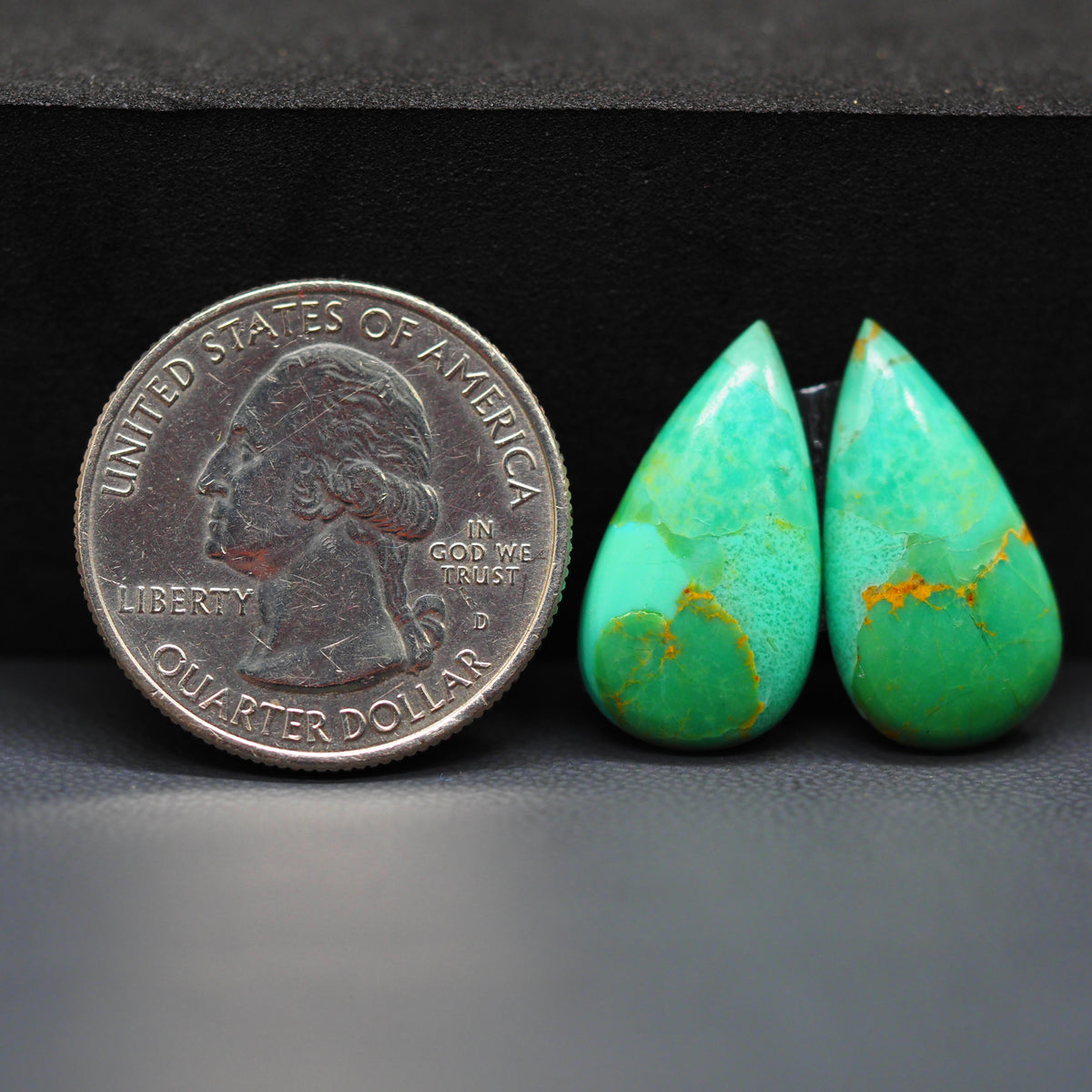 Mohave Mojave turquoise composite pair 21x11x3mm 10ct pear cabochon Kingman - photo 1