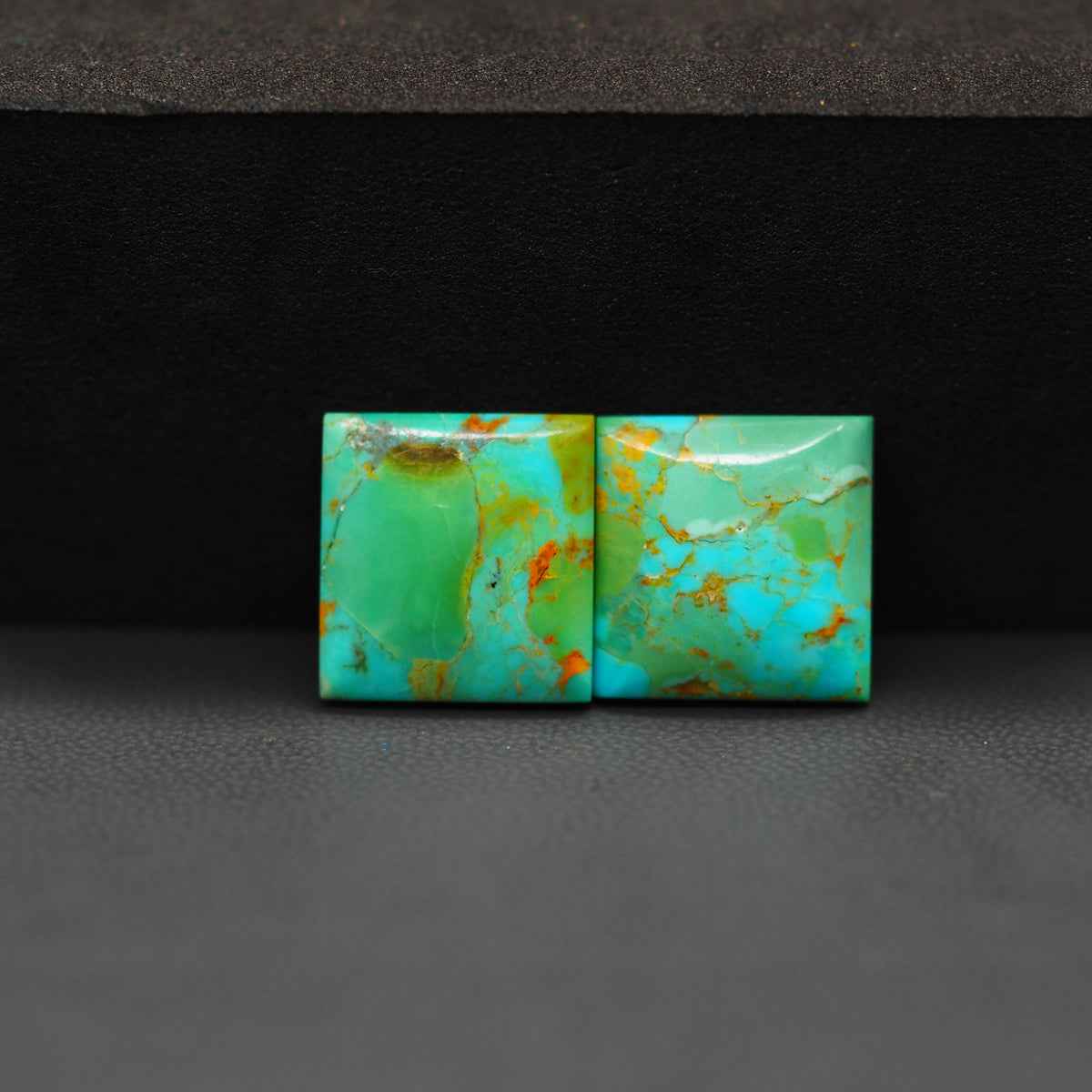 Mohave Mojave turquoise composite pair 14x14x3mm 12ct square cabochon Kingman - photo 4