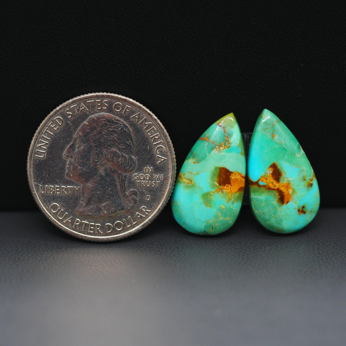 Mohave Mojave turquoise composite pair 20x10x3mm 10.5ct pear cabochon Kingman - photo 1