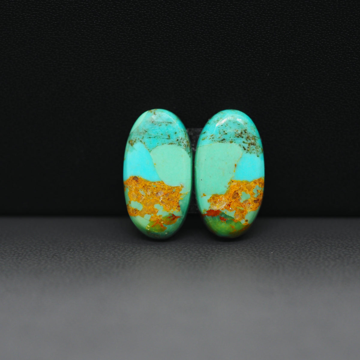 Mohave Mojave turquoise composite pair 18x10x3mm 10.5ct oval cabochon Kingman - photo 4
