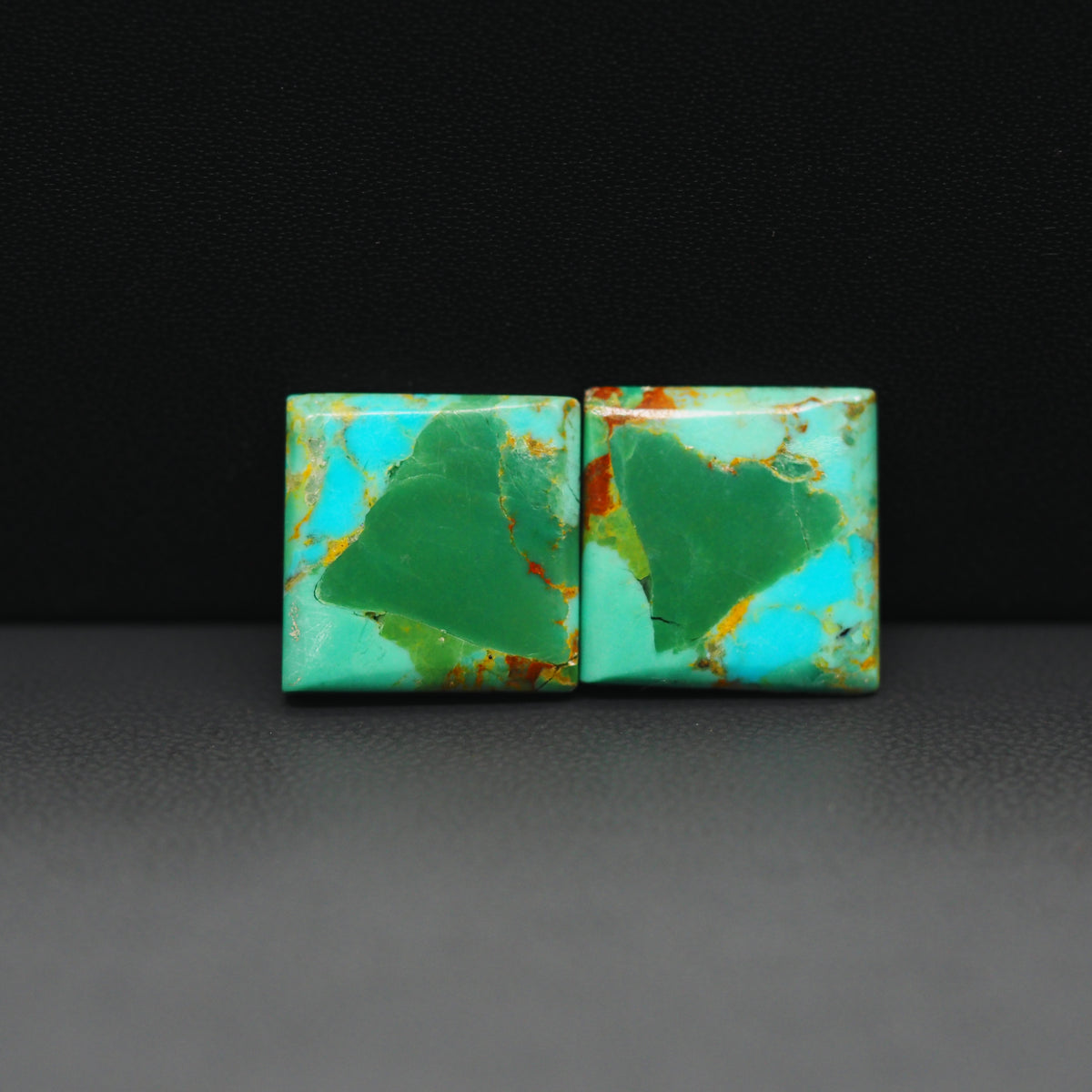 Mohave Mojave turquoise composite pair 15x15x3mm 15ct square cabochon Kingman - photo 4