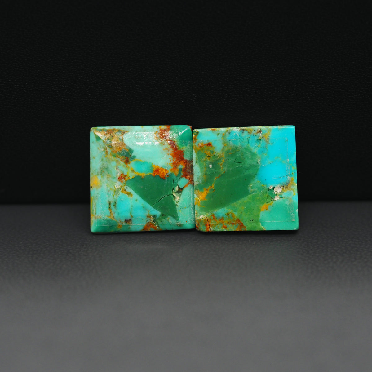 Mohave Mojave turquoise composite pair 15x15x3mm 15ct square cabochon Kingman - photo 3