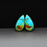 Mohave Mojave turquoise composite pair 18x9x3mm 8.5ct pear cabochon Kingman - photo 4