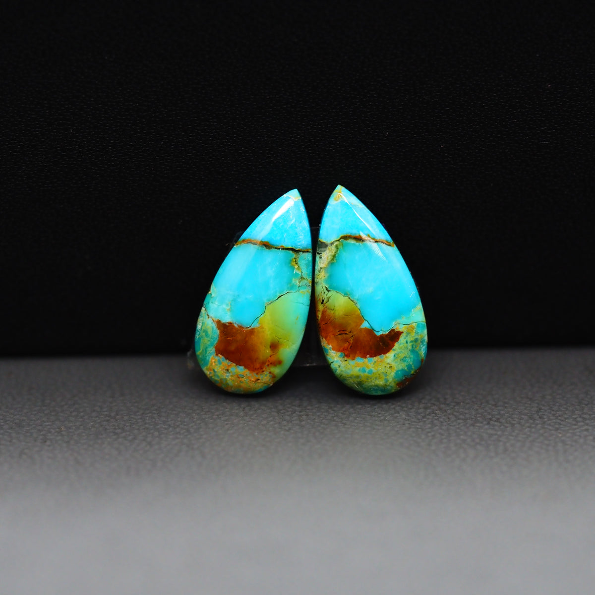 Mohave Mojave turquoise composite pair 18x9x3mm 8.5ct pear cabochon Kingman - photo 4