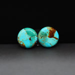 Mohave Mojave turquoise composite pair 15x15x4mm 13ct round cabochon Kingman - photo 4
