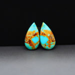 Mohave Mojave turquoise composite pair 19x11x3mm 10ct pear cabochon Kingman - photo 4