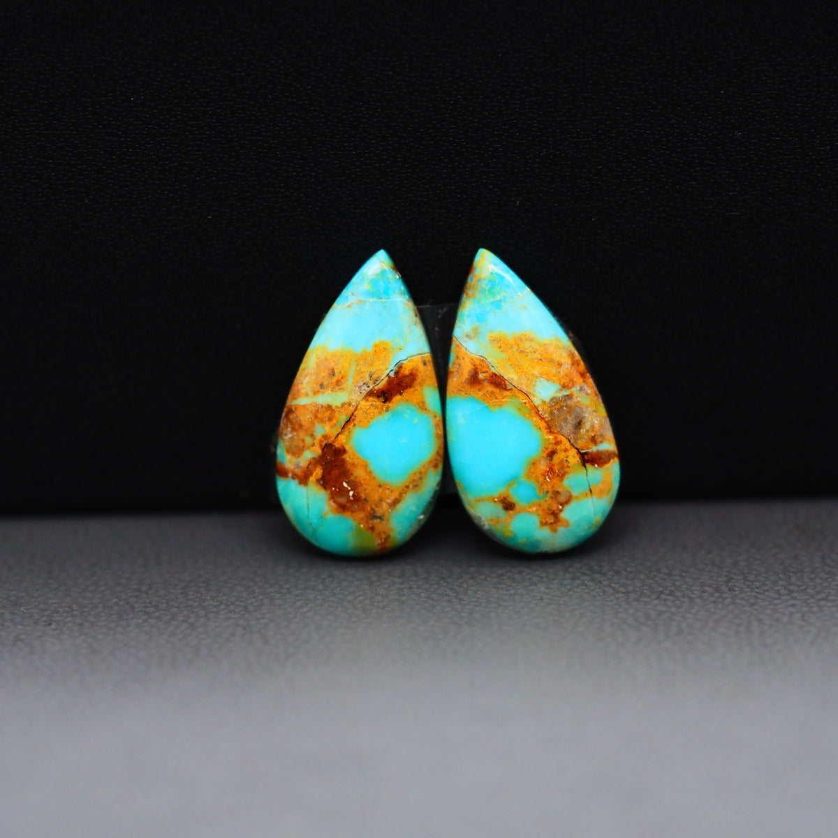 Mohave Mojave turquoise composite pair 19x11x3mm 10ct pear cabochon Kingman - photo 4