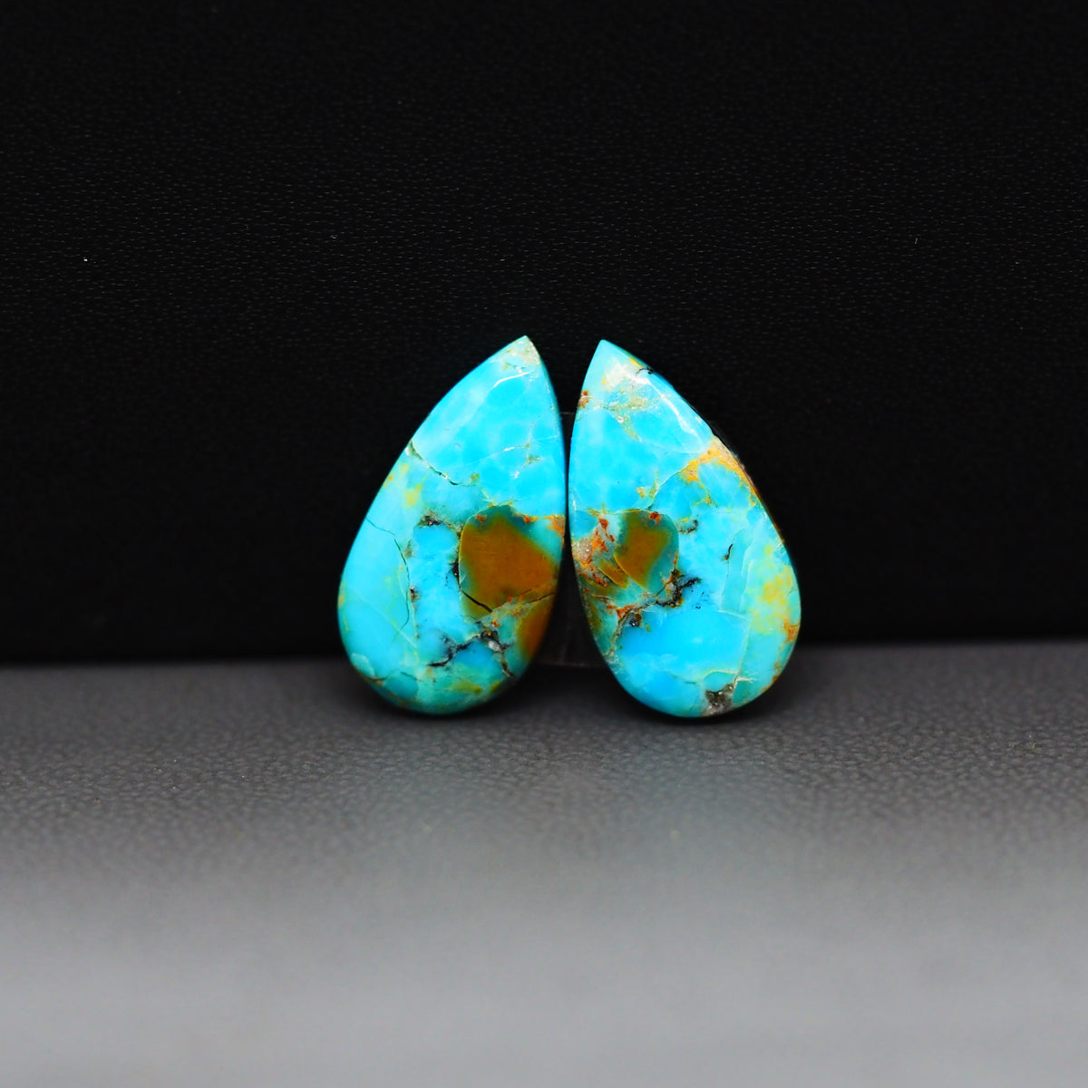 Mohave Mojave turquoise composite pair 18x10x3mm 9ct pear cabochon Kingman - photo 4