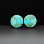 Mohave Mojave turquoise composite pair 15x15x3mm 11ct round cabochon Kingman - photo 4