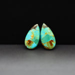 Mohave Mojave turquoise composite pair 18x10x3mm 9.5ct pear cabochon Kingman - photo 4