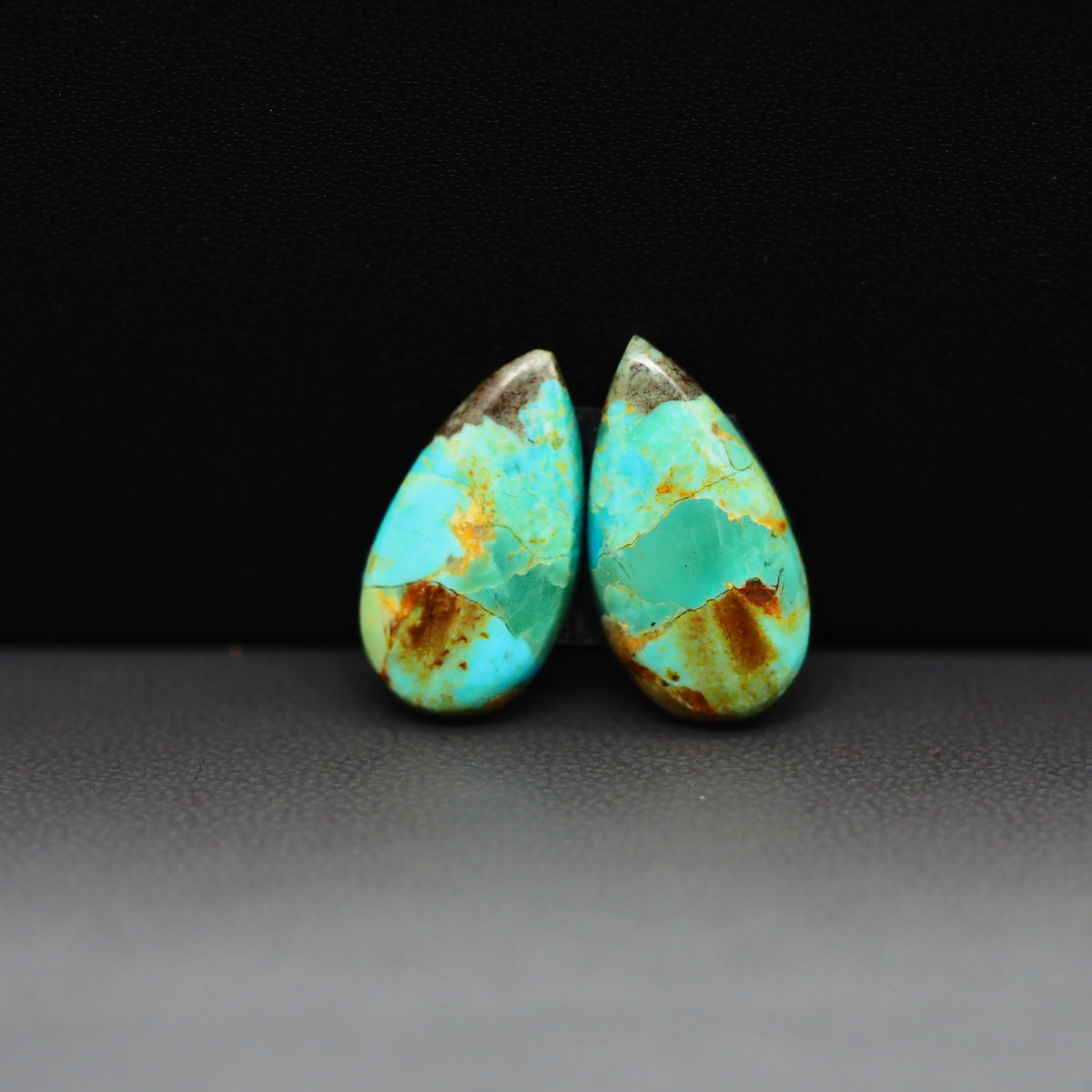 Mohave Mojave turquoise composite pair 18x10x3mm 9.5ct pear cabochon Kingman - photo 4