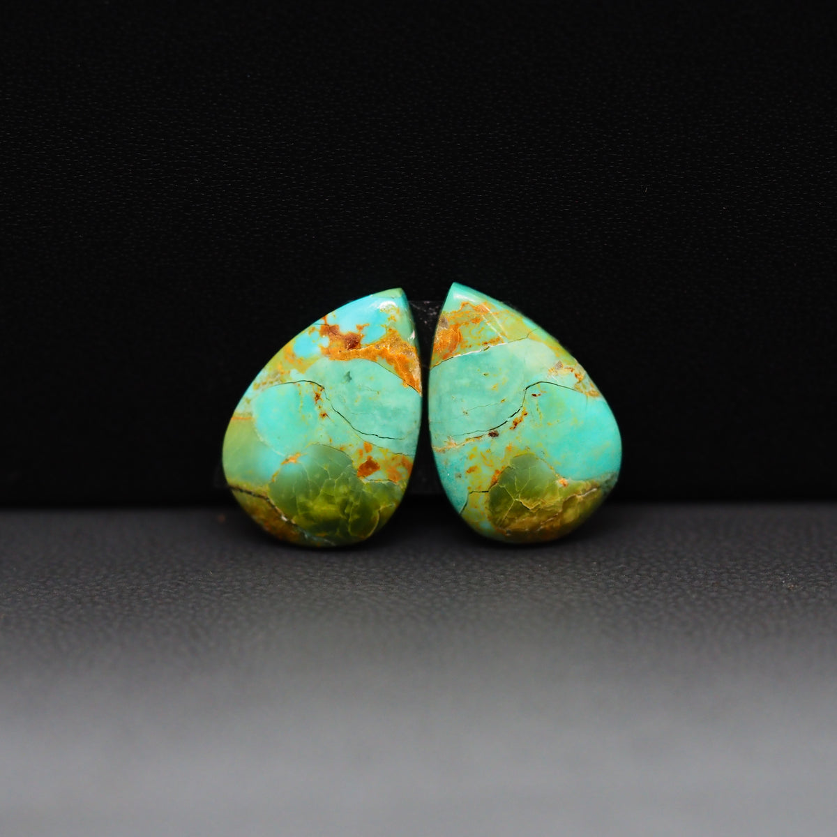 Mohave Mojave turquoise composite pair 17x12x3mm 9.5ct pear cabochon Kingman - photo 4