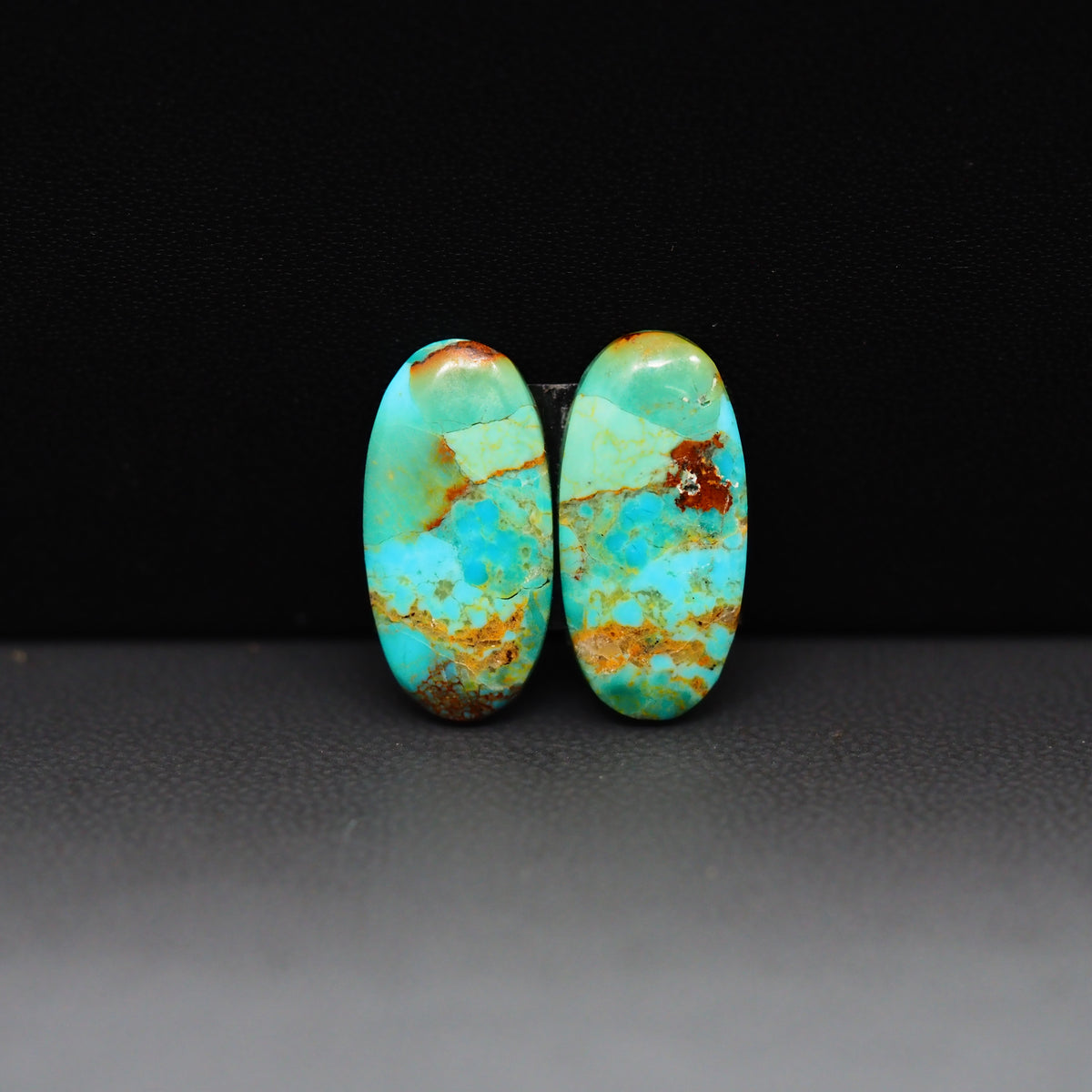 Mohave Mojave turquoise composite pair 18x9x3mm 8.5ct oval cabochon Kingman - photo 4