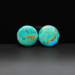 Mohave Mojave turquoise composite pair 15x15x3mm 10.5ct round cabochon Kingman - photo 4