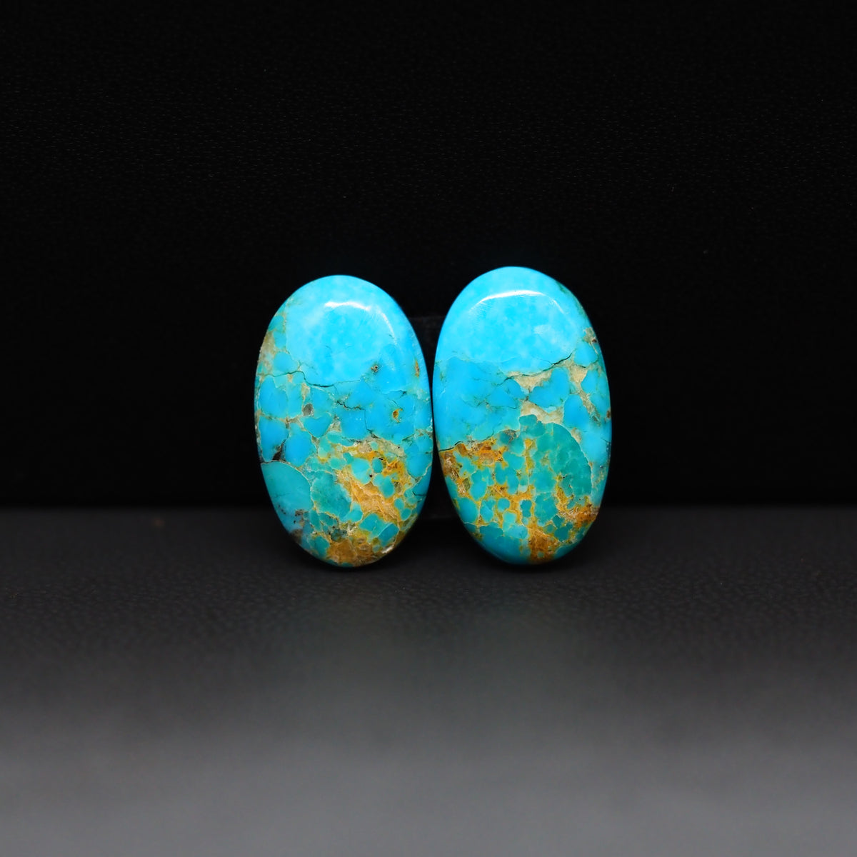 Mohave Mojave turquoise composite pair 18x11x3mm 10.5ct oval cabochon Kingman - photo 2