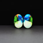 Peacock Dahlia composite pair 18x12x3mm 14.5ct oval cabochon - photo 4