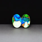 Peacock Dahlia composite pair 18x12x3mm 14.5ct oval cabochon - photo 3