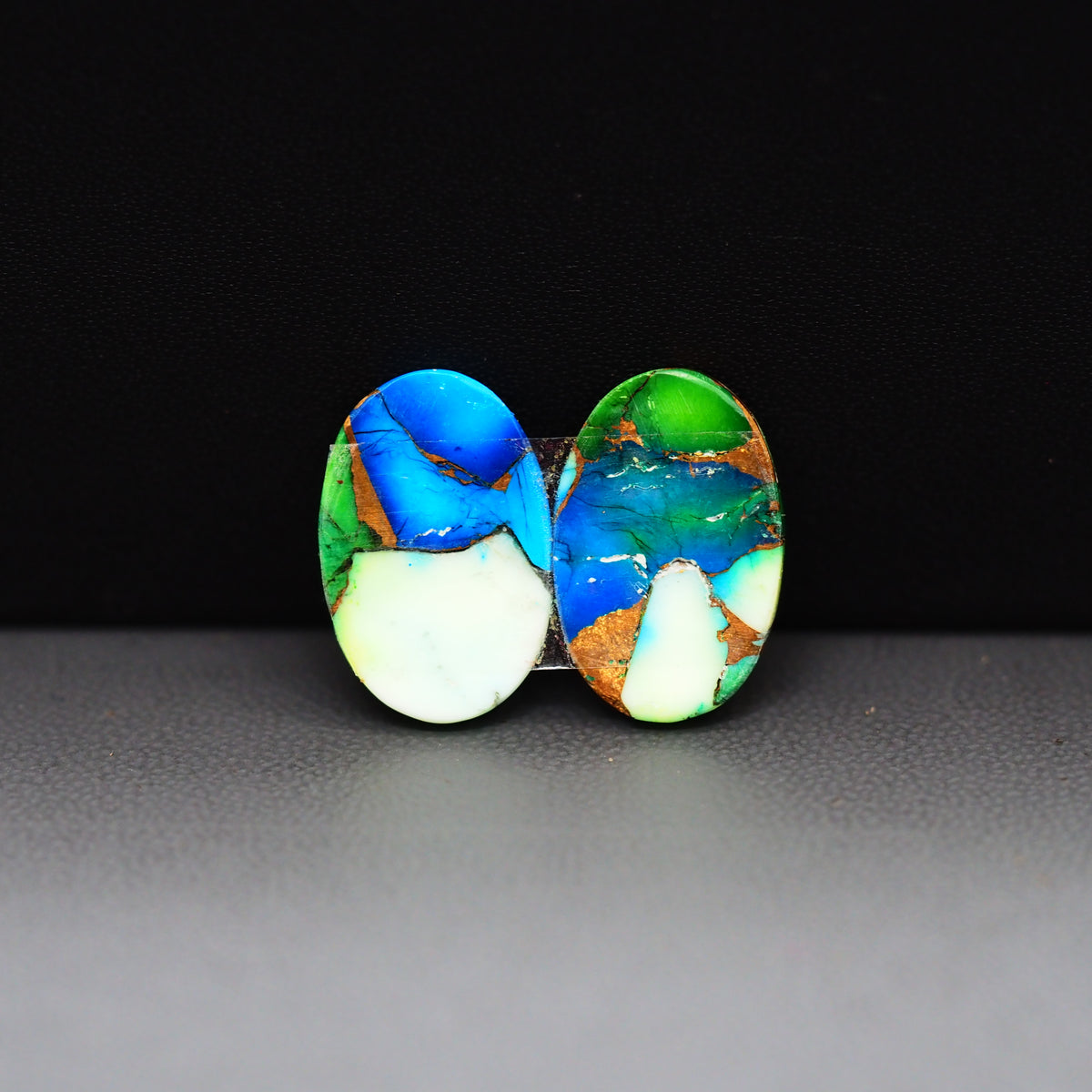 Peacock Dahlia composite pair 18x12x3mm 14.5ct oval cabochon - photo 3