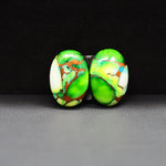 Peacock Dahlia composite pair 16x11x3mm 12ct oval cabochon - photo 4