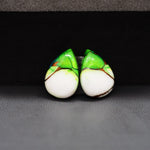 Peacock Dahlia composite pair 16x11x3mm 12ct pear cabochon - photo 4