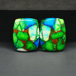 Peacock Dahlia composite pair 25x20x4mm 37.5ct cushion cabochon - photo 4