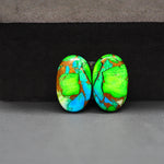 Peacock Dahlia composite pair 19x12x3mm 13.5ct oval cabochon - photo 4