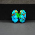 Peacock Dahlia composite pair 20x12x3mm 15.5ct oval cabochon - photo 4