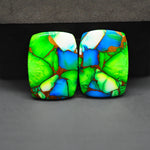 Peacock Dahlia composite pair 28x21x3mm 43ct cushion cabochon - photo 4
