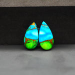 Peacock Dahlia composite pair 19x10x3mm 9.5ct pear cabochon - photo 4