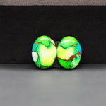 Peacock Dahlia composite pair 15x12x3mm 11ct oval cabochon - photo 4