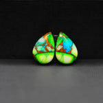 Peacock Dahlia composite pair 15x10x3mm 10.5ct pear cabochon - photo 4