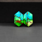 Peacock Dahlia composite pair 19x11x3mm 13.5ct hexagon cabochon - photo 4
